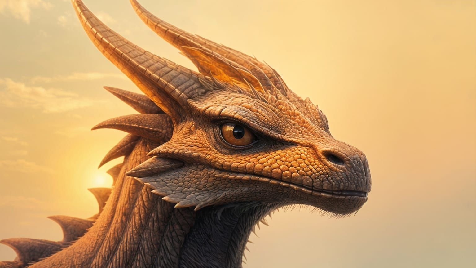 Ethereal Dragon Head with Shimmering Scales