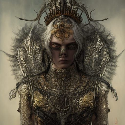 Steampunk Gothic Horse Portrait in Dark Filigree Armour