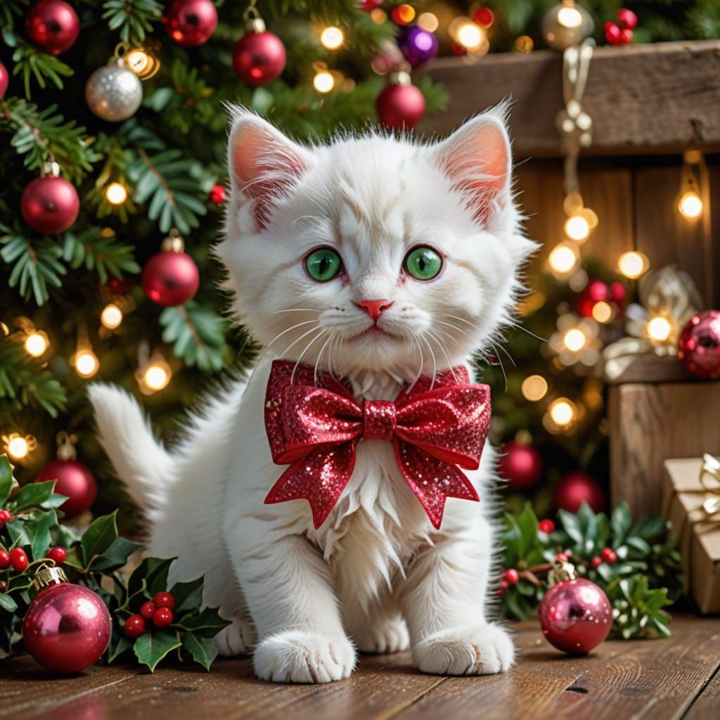 Whimsical Winter Wonderland Kitten Scene