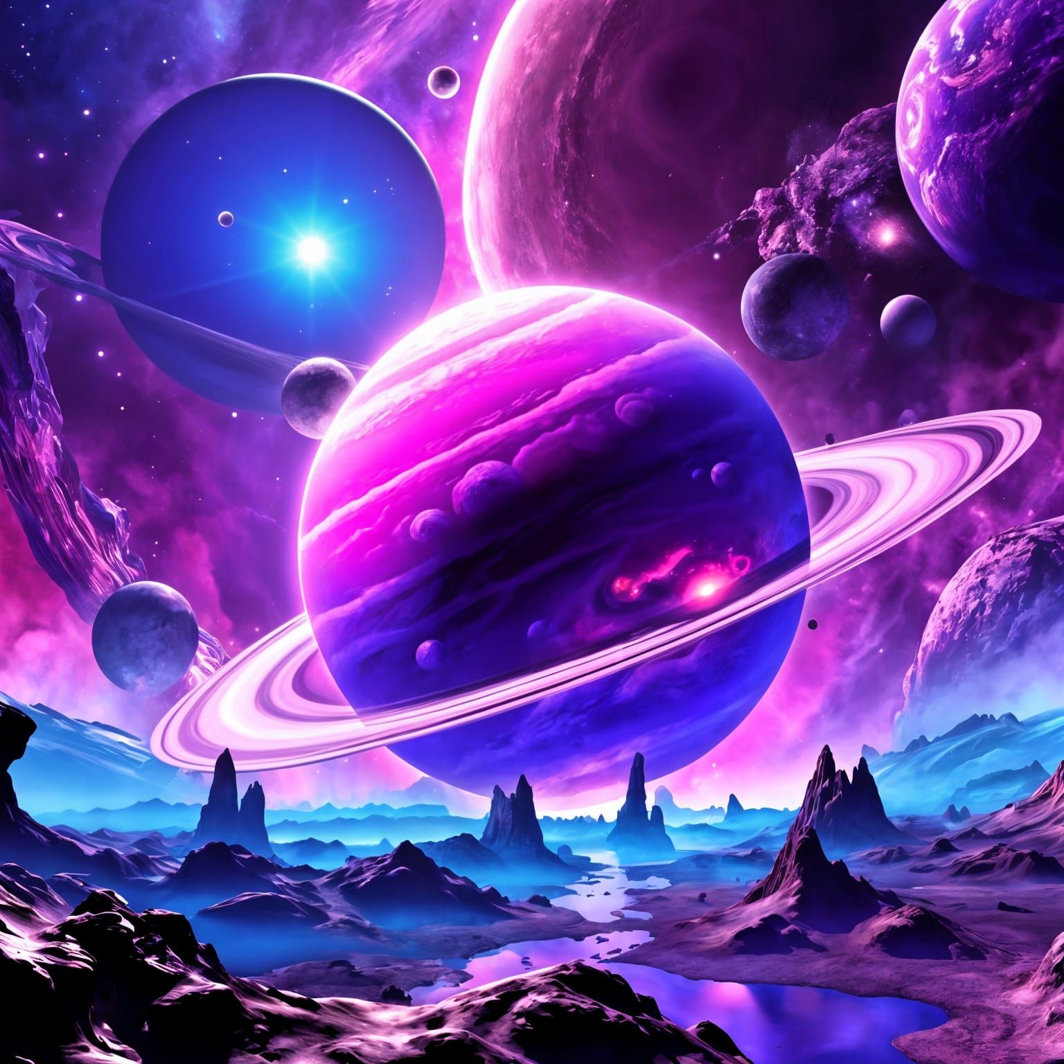 Cosmic Purple Planet in Epic Cinematic Style