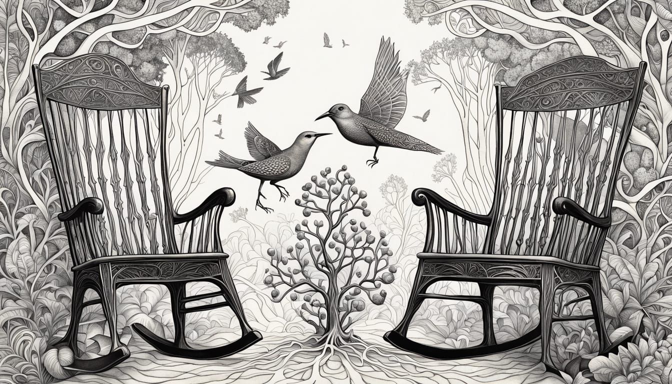 Dreamlike Rocking Chairs in Surreal Plant Kingdom