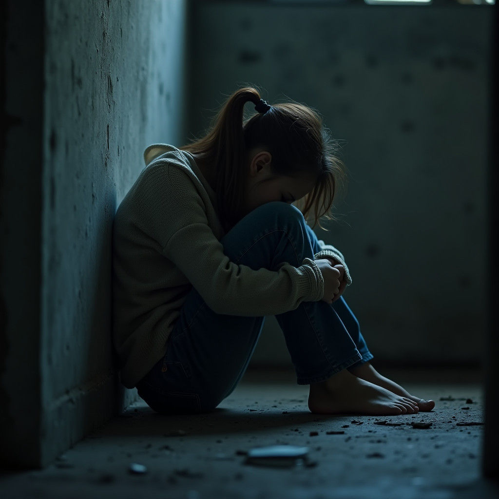 Melancholy Woman in Shadows: Cinematic Still