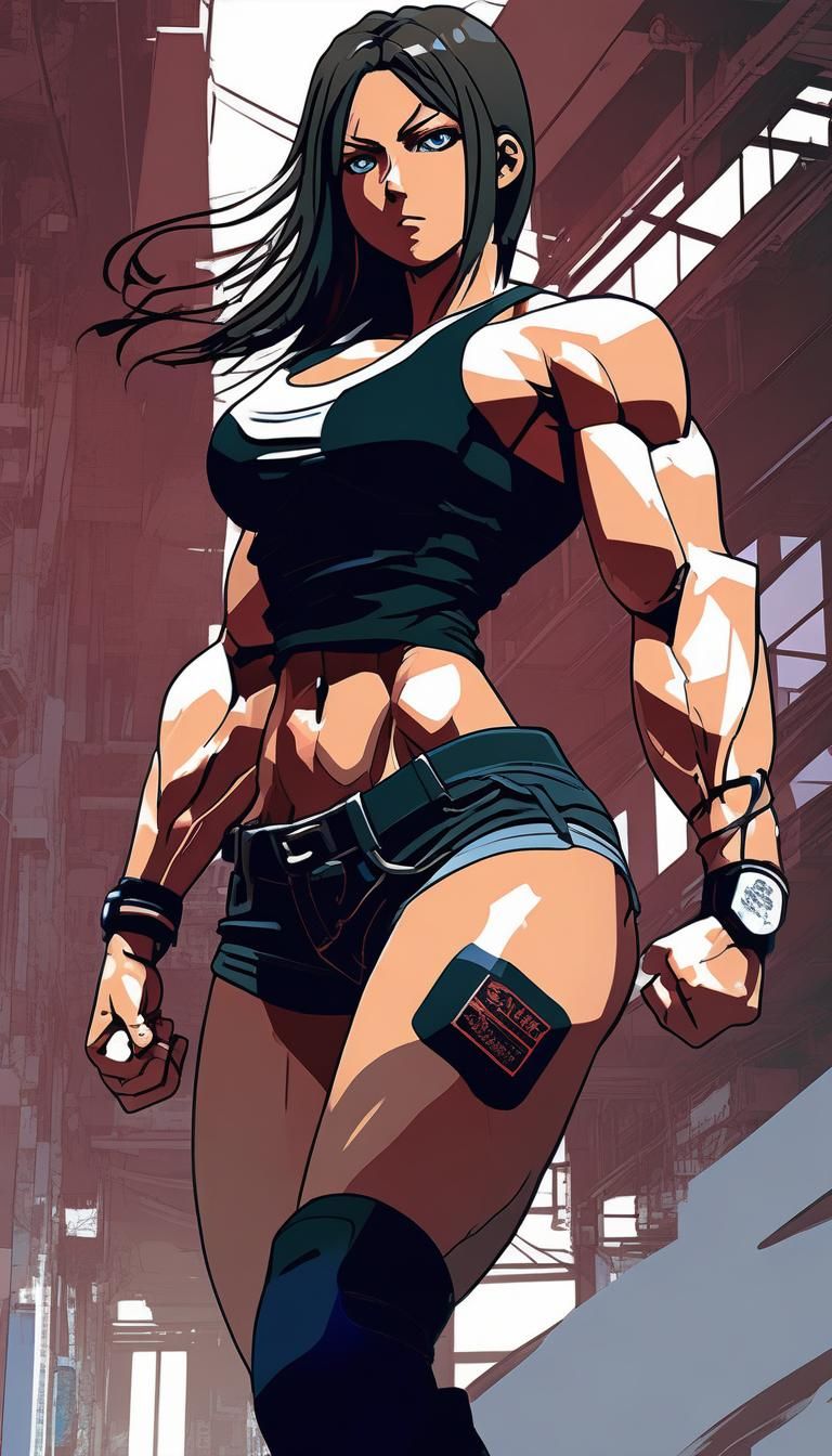 Anime Style Muscle Woman in SNK Style
