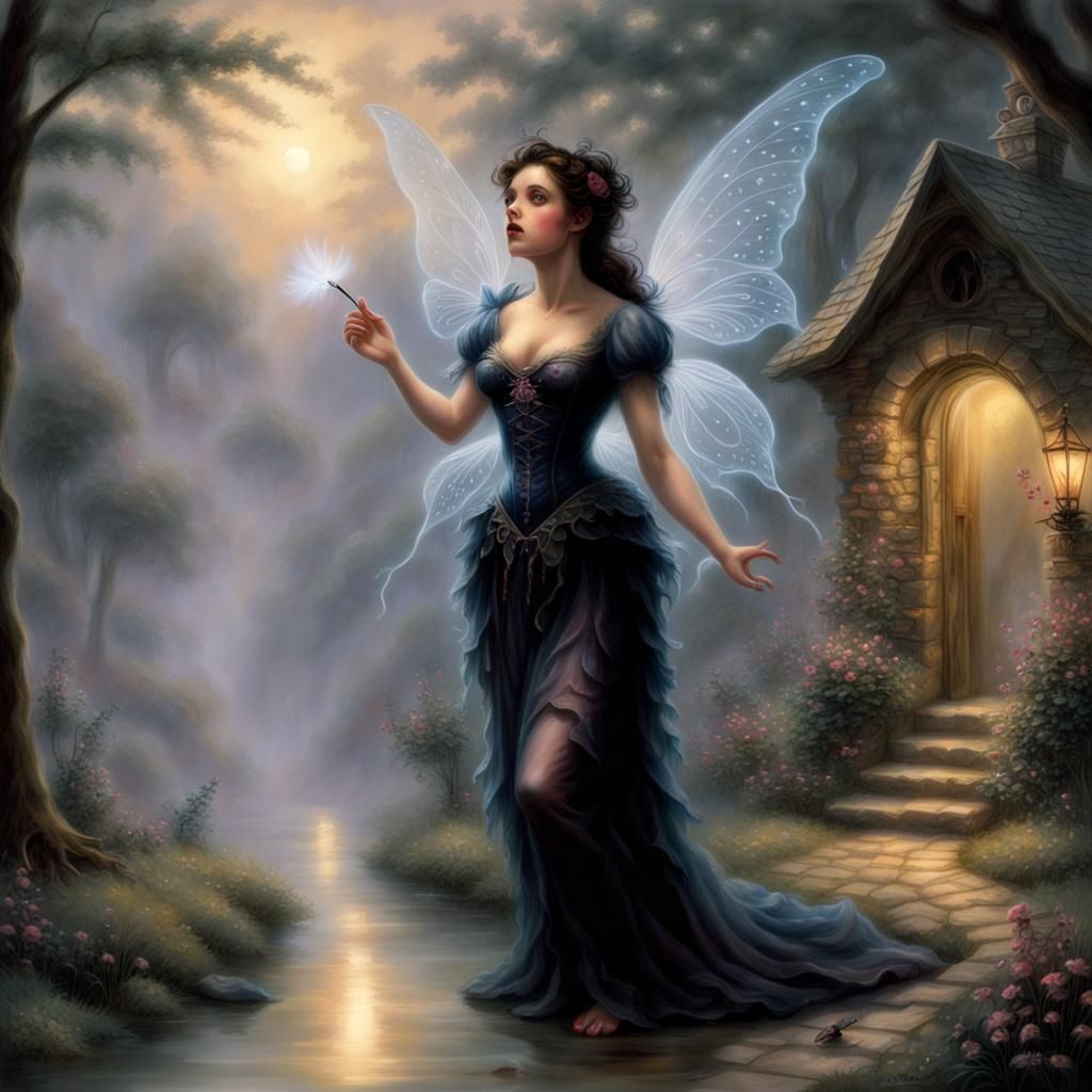 Dark Fairy Curses Baby in Ethereal Fantasy