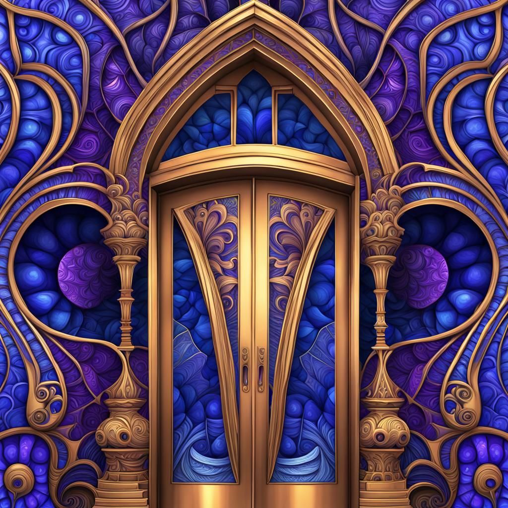 Lapis Lazuli Castle Doors in Graffiti Art Style