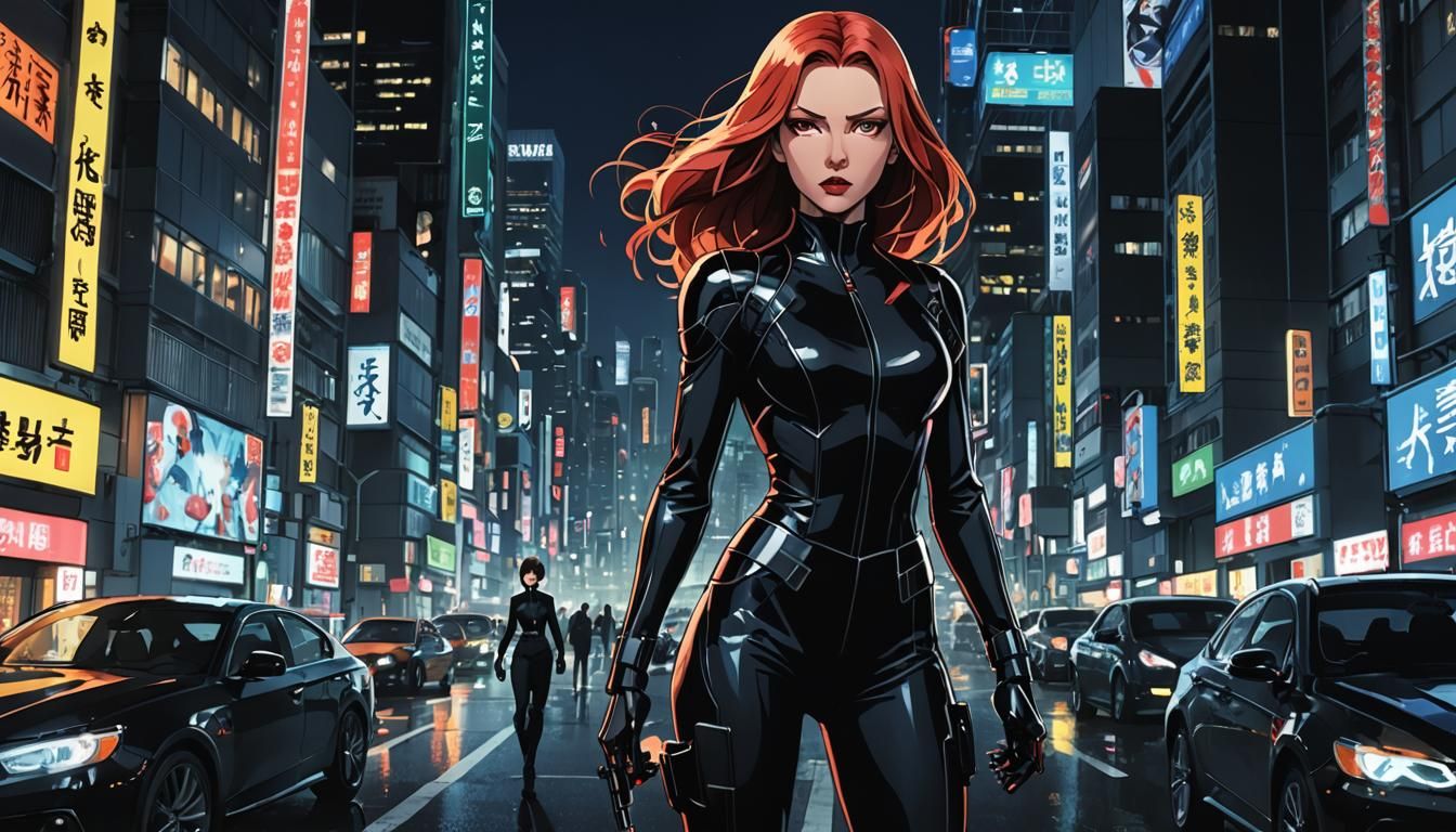 Black Widow Lands a Kick in Anime City