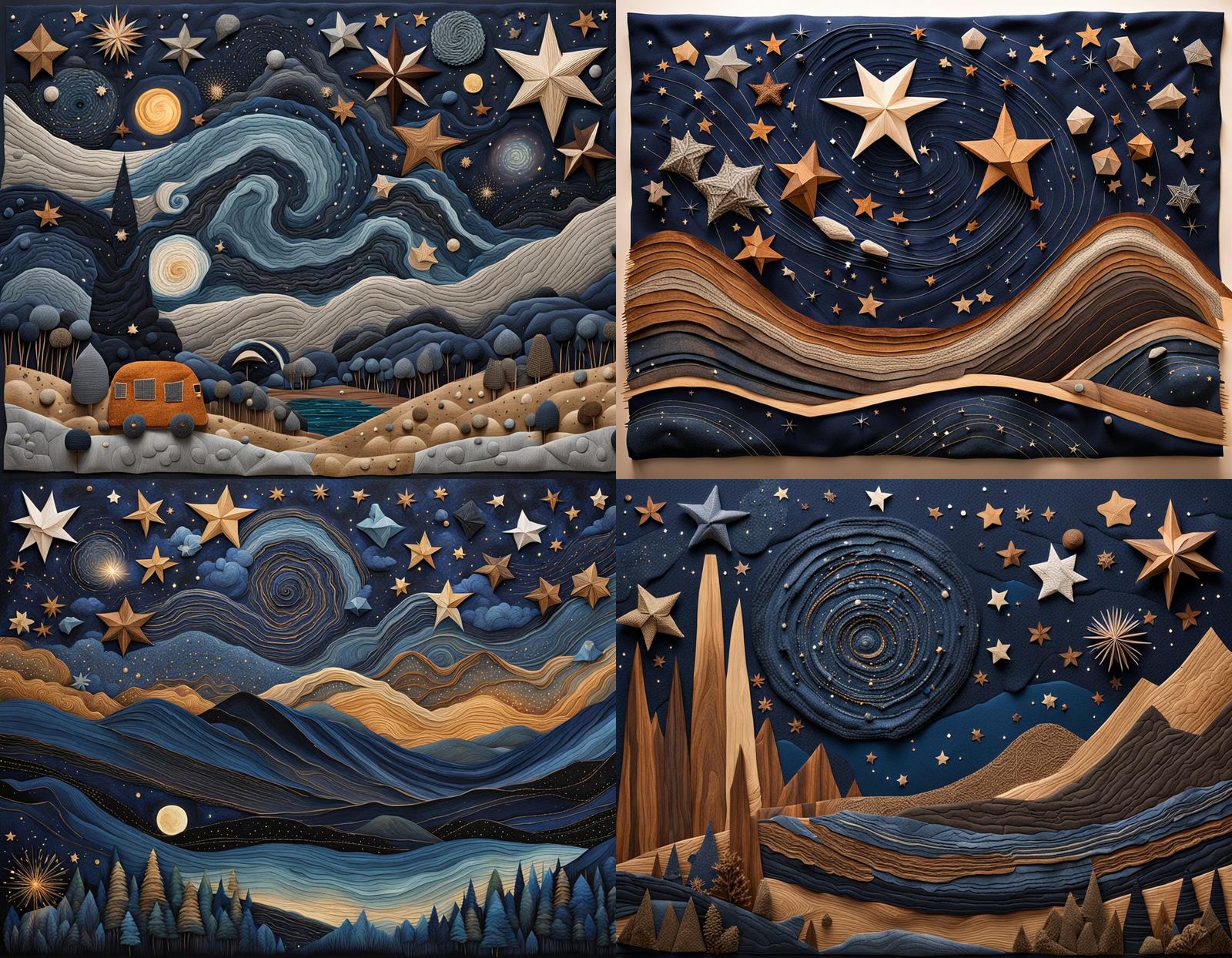 Textured Starry Night Sky with Organic Elements
