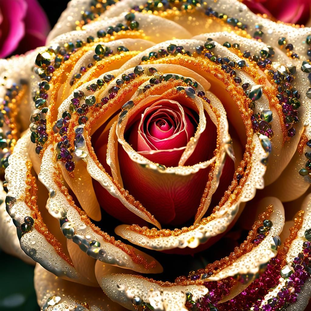 Hyperreal Jewel Rose in Golden Light