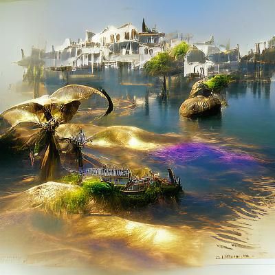 Futuristic Landscape with Holographic Iridescence