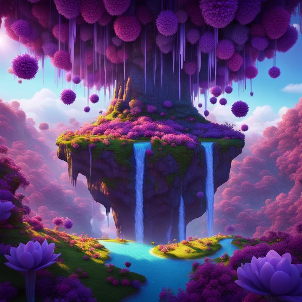 Upside-Down Purple Forest in 3D Digital Art