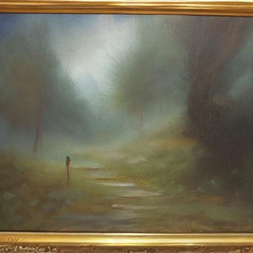 Serene Figure in Dreamlike Oil Painting with Warm Light