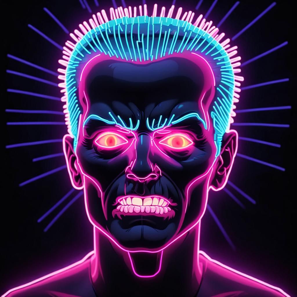 Glowing Neon Horror: A Max Headroom Advertisement