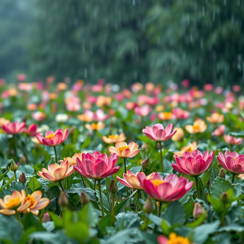 Gems As Blooming Flowers: A Serene Nature Scene