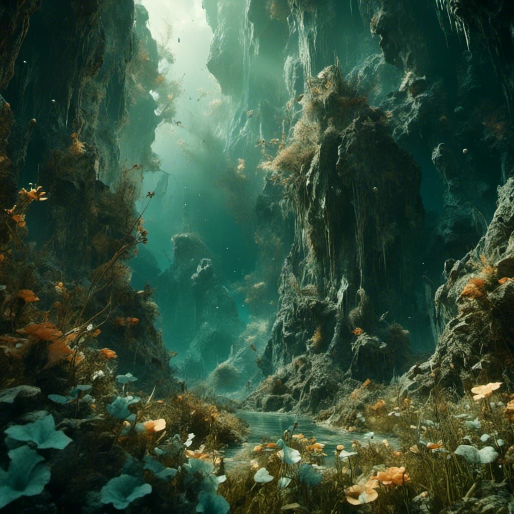 Lush Nature Scene in Detailed Matte Painting Style