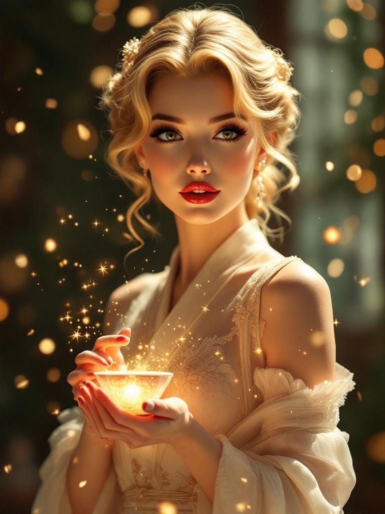 Ethereal Pin-Up in Magical Tea Ceremony