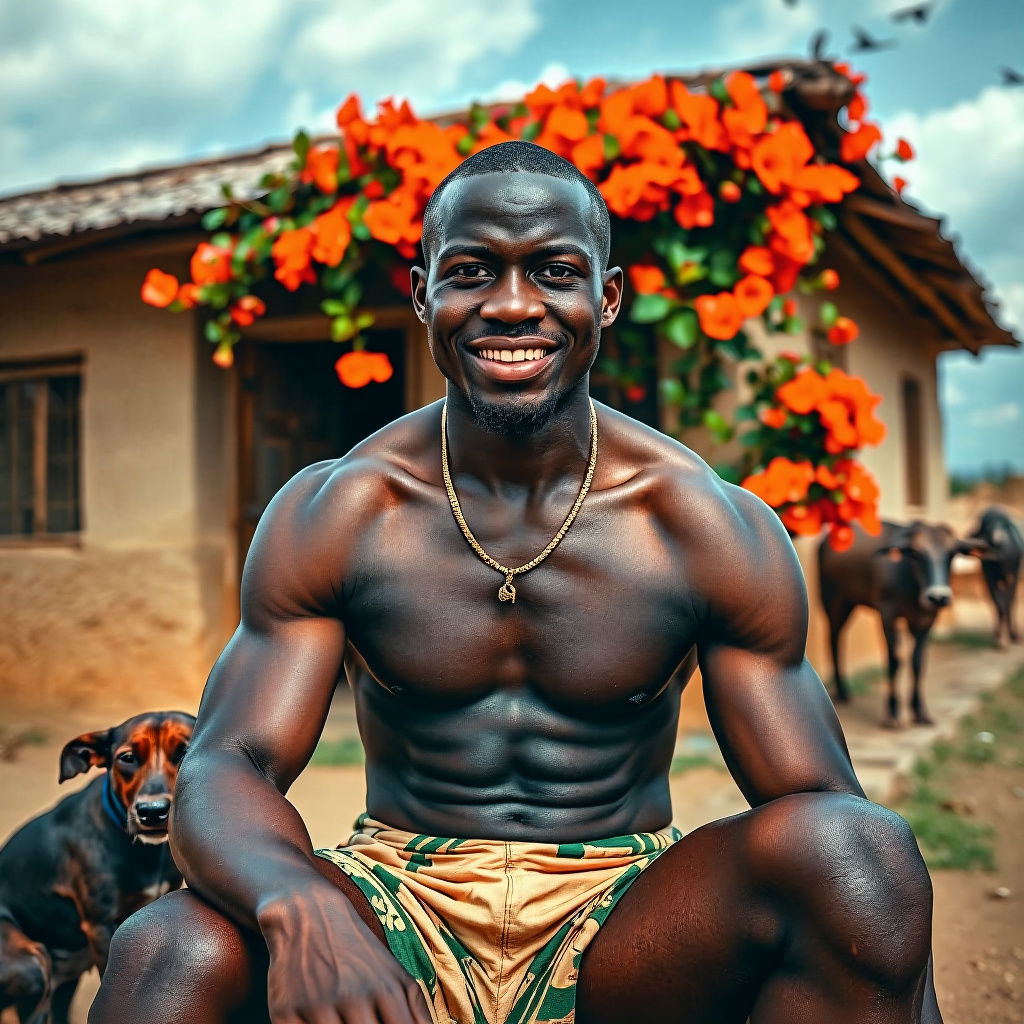 AN AFRICAN MAN AND IS DOG ②