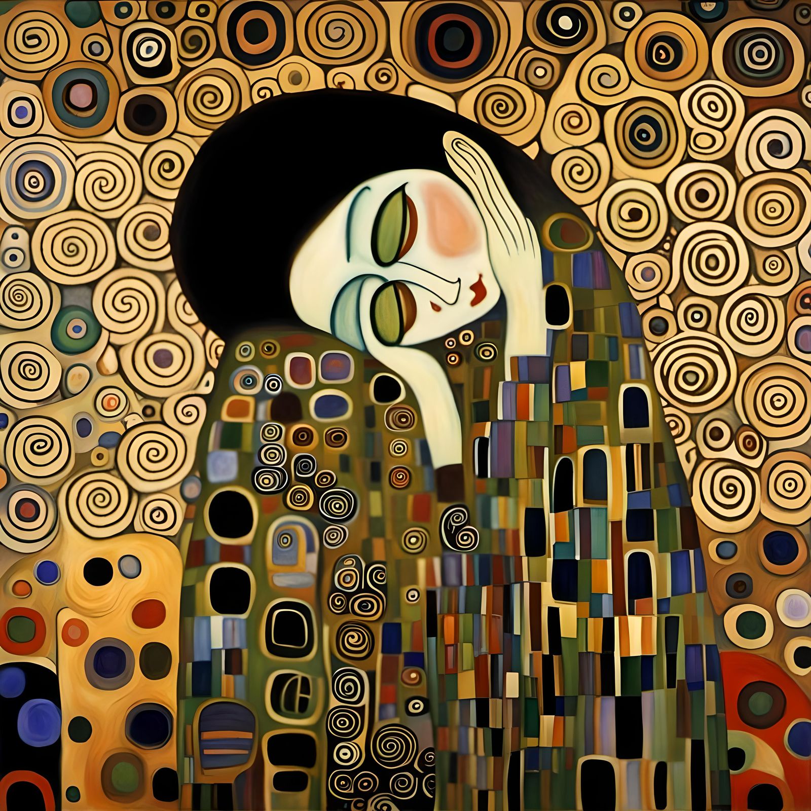Panic Attack in Gustav Klimt Style