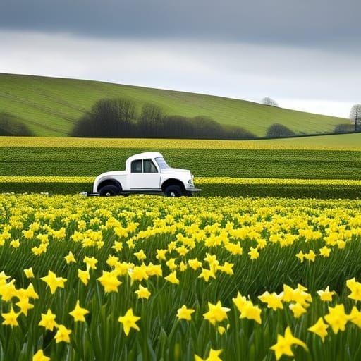 Daffodil Car in Daffodil Field