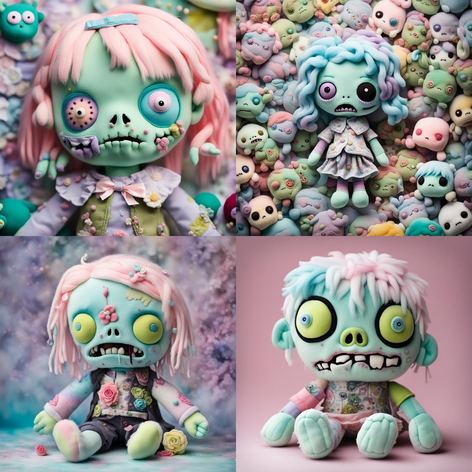 Pastel Zombie Plush in Pop Surrealism Style