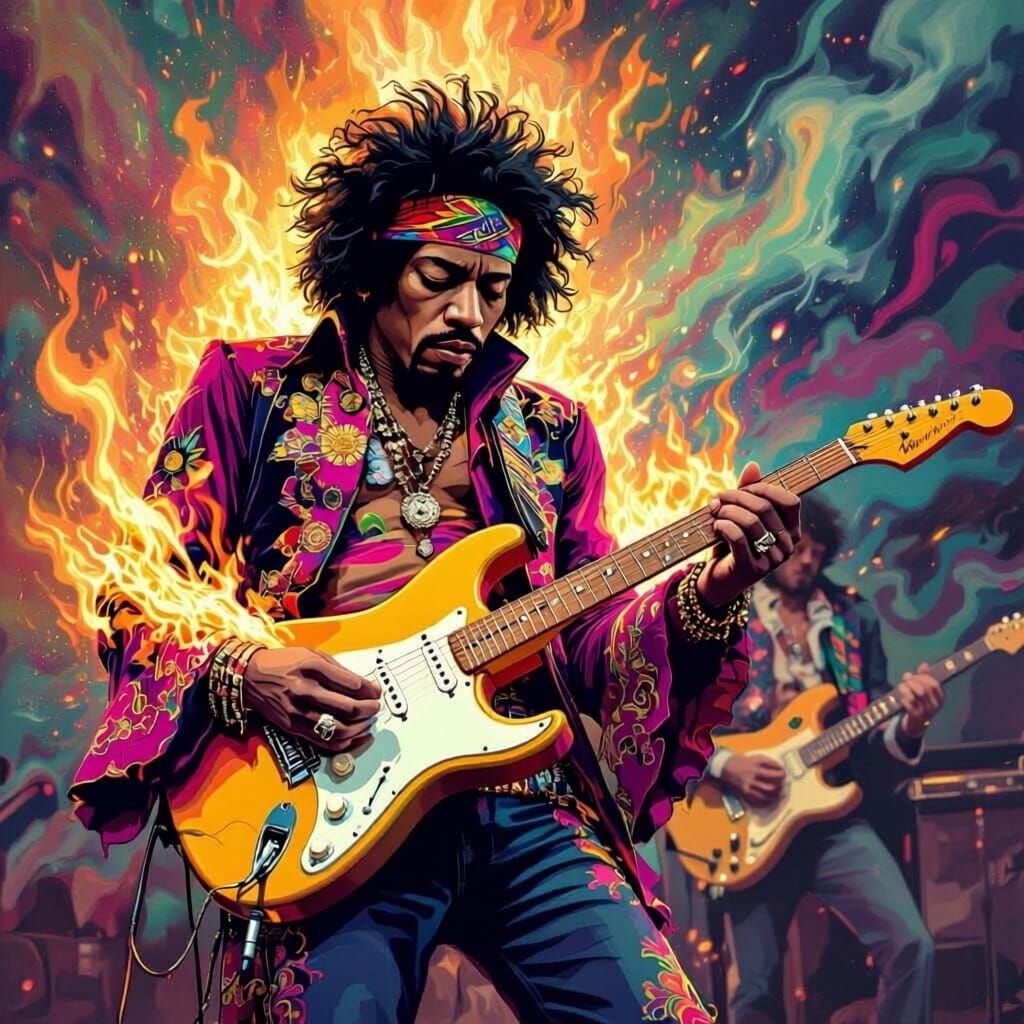 Jimi Hendrix Guitar Solo in Flames
