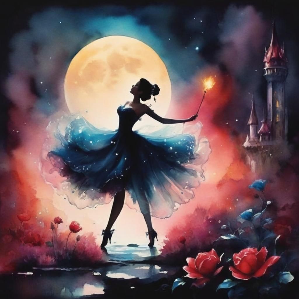 Enchanted Moonlit Garden Blooms in Whimsical Watercolor