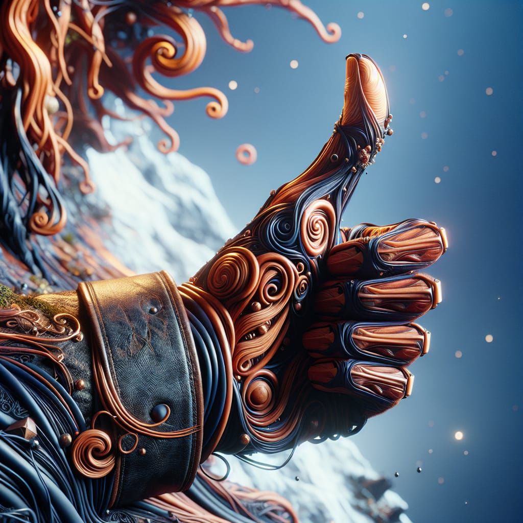 Elegant Leather Hand Thumbs Up: Fantasy Concept Art