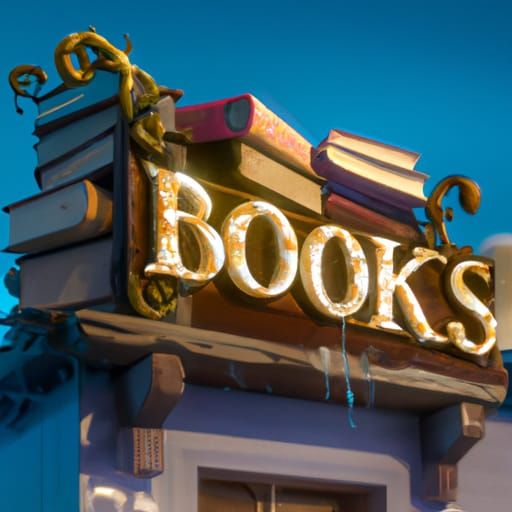 Books House Sign, Concept Art in Orange and Teal