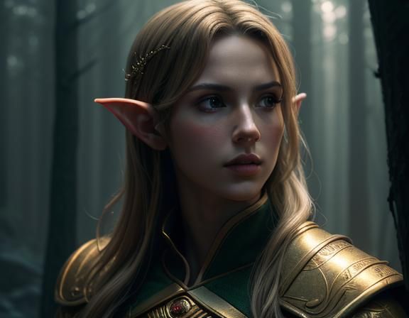 High Elf Archer Portrait in Dark Fantasy Style