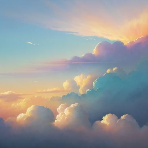 Dreamy Watercolor Clouds in Golden Light