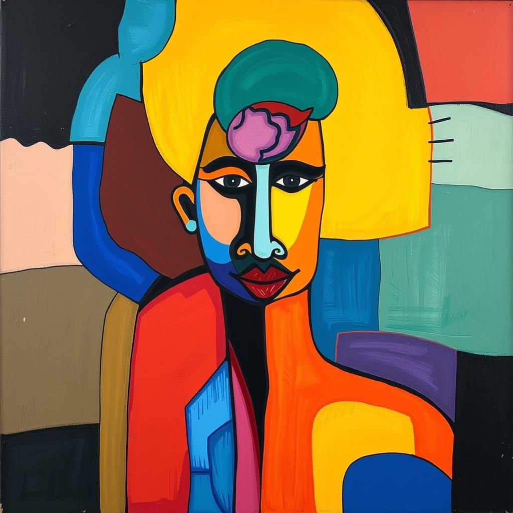 Vibrant Abstract Figure with Geometric Shapes