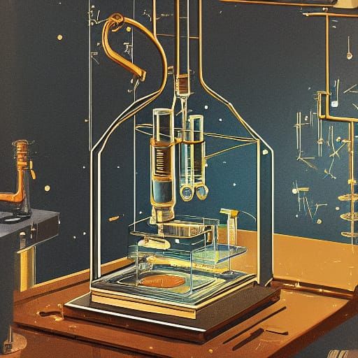 Vintage Scientific Illustration of Cloud Chamber Experiment