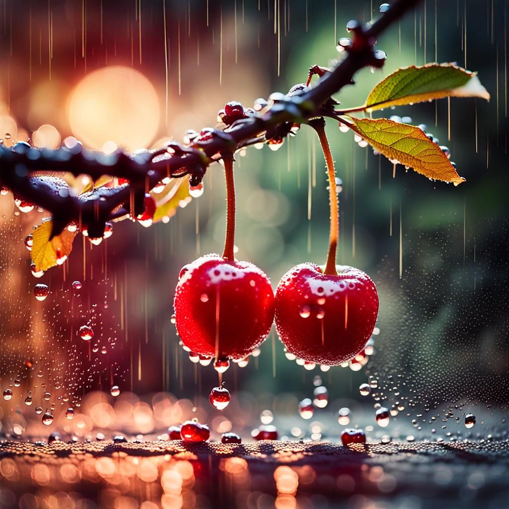 Cherries in Rain: Professional Photography