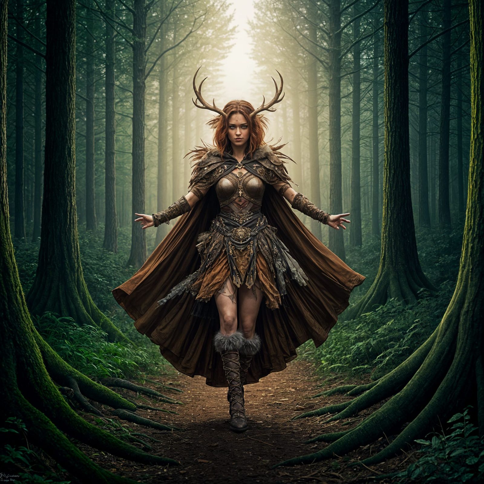 Ethereal Hunt Scene in a Whimsical Dance