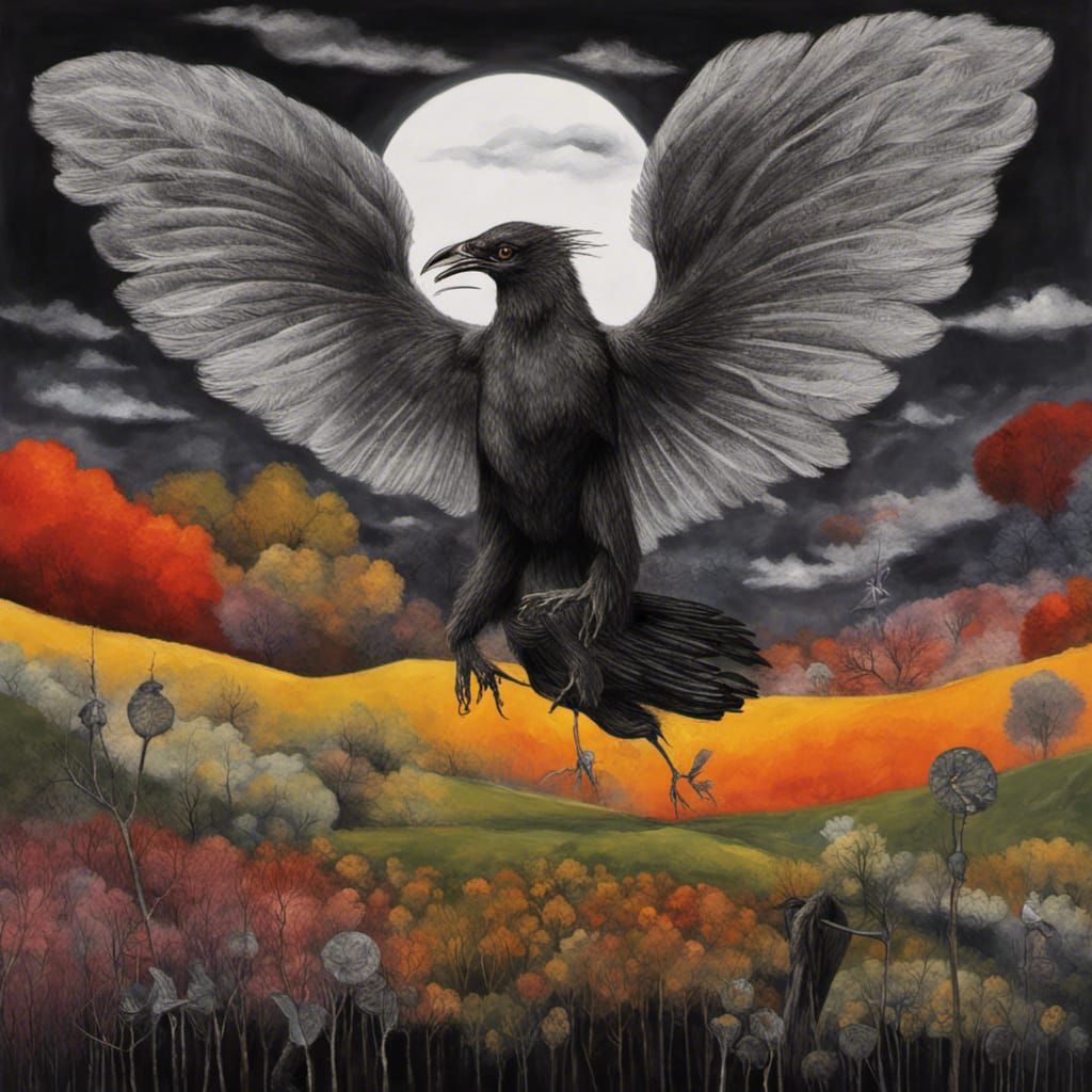 The Crow, Eric Draven  with crow wings in  flight, crow feather  Dreamscape, Tim Burton,Brian FroudThe Crow, Eric Draven...