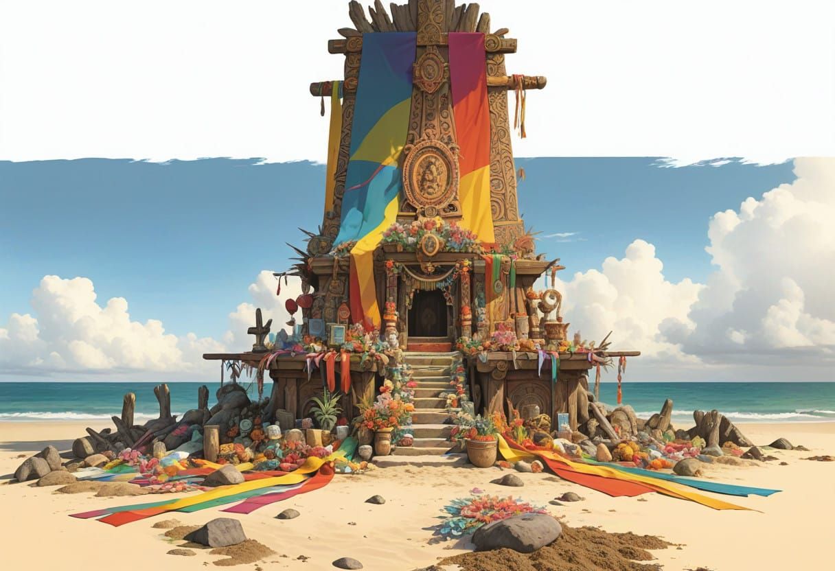 Surreal Pacific Island Altar to the Sea Gods