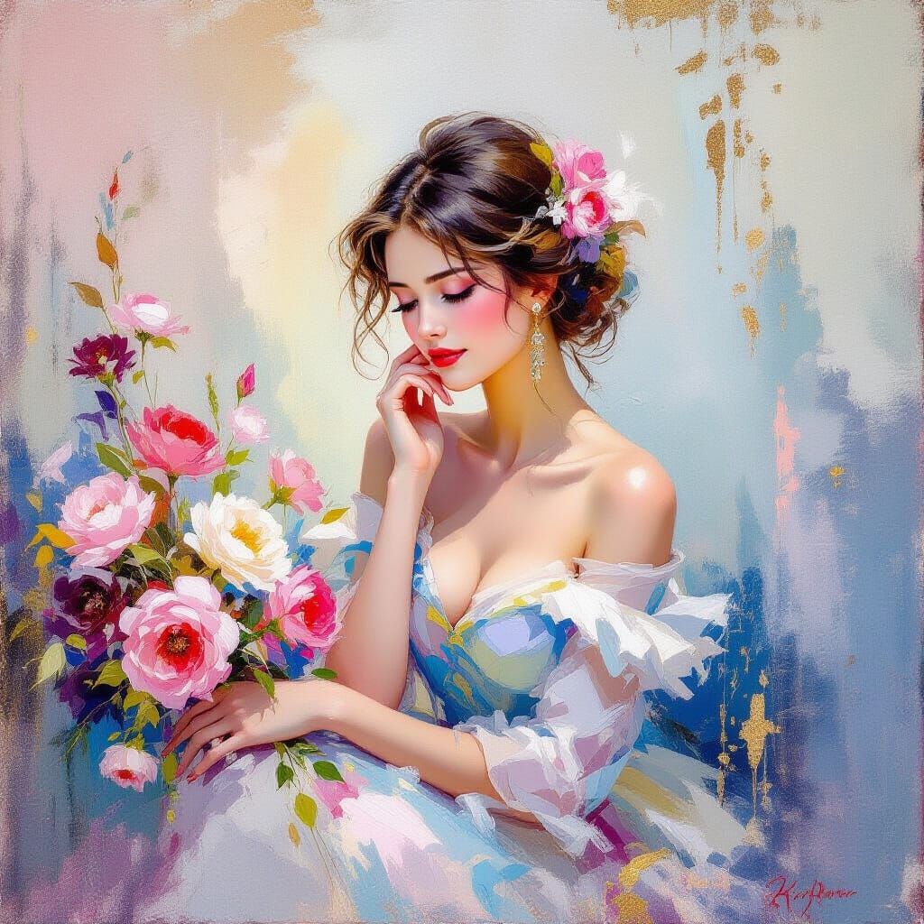 Impressionistic Painting with Radiant Colors and Soft Brushw...