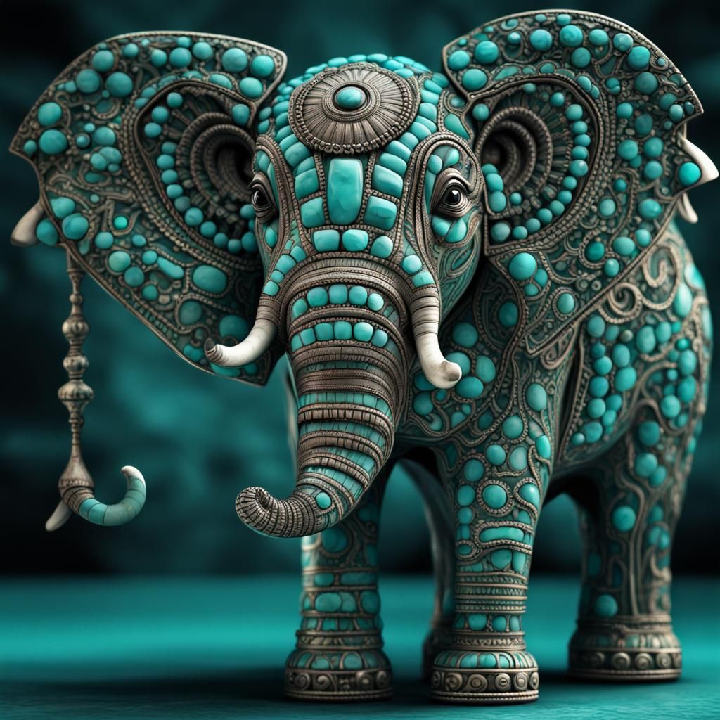 Turquoise Elephant: Hyperrealistic 64 Megapixel Image