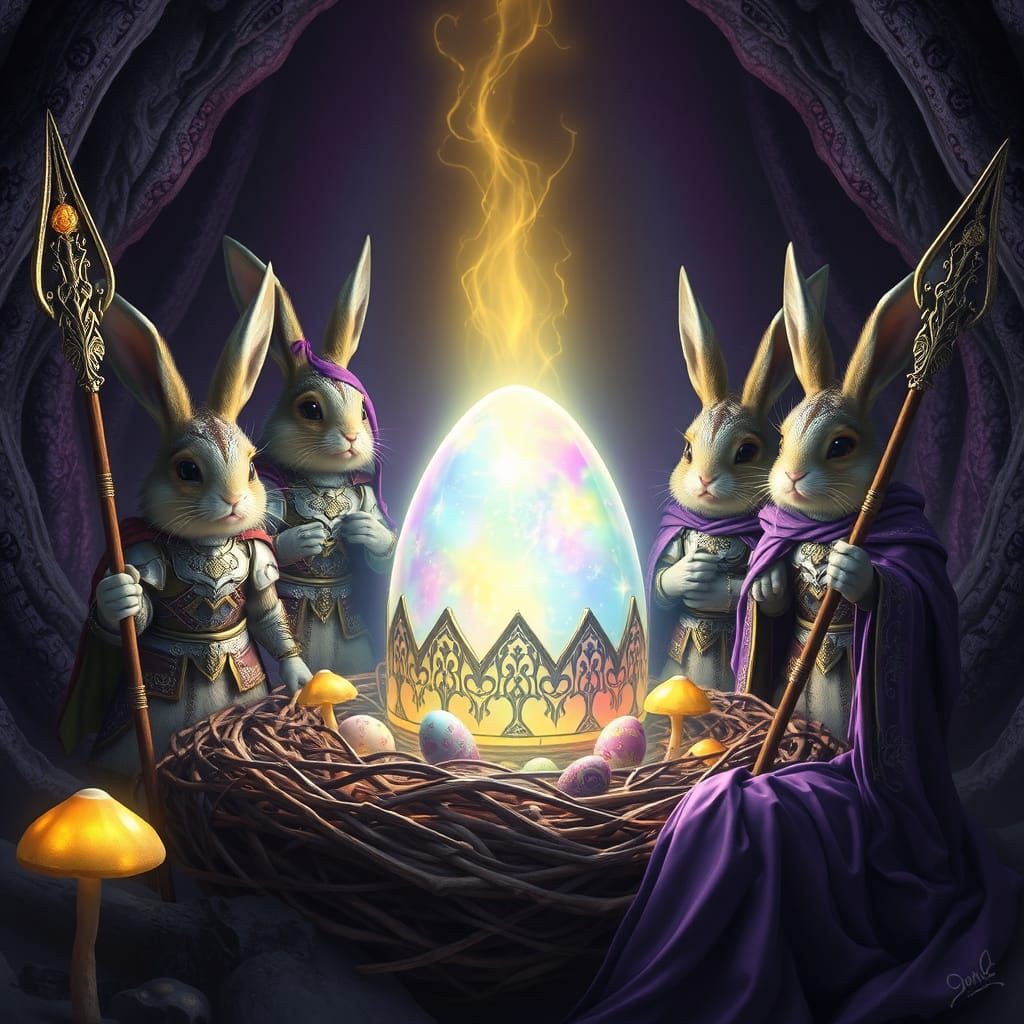 Ethereal Easter Egg in Ancient Nest Guarded by Powerful Bunn...