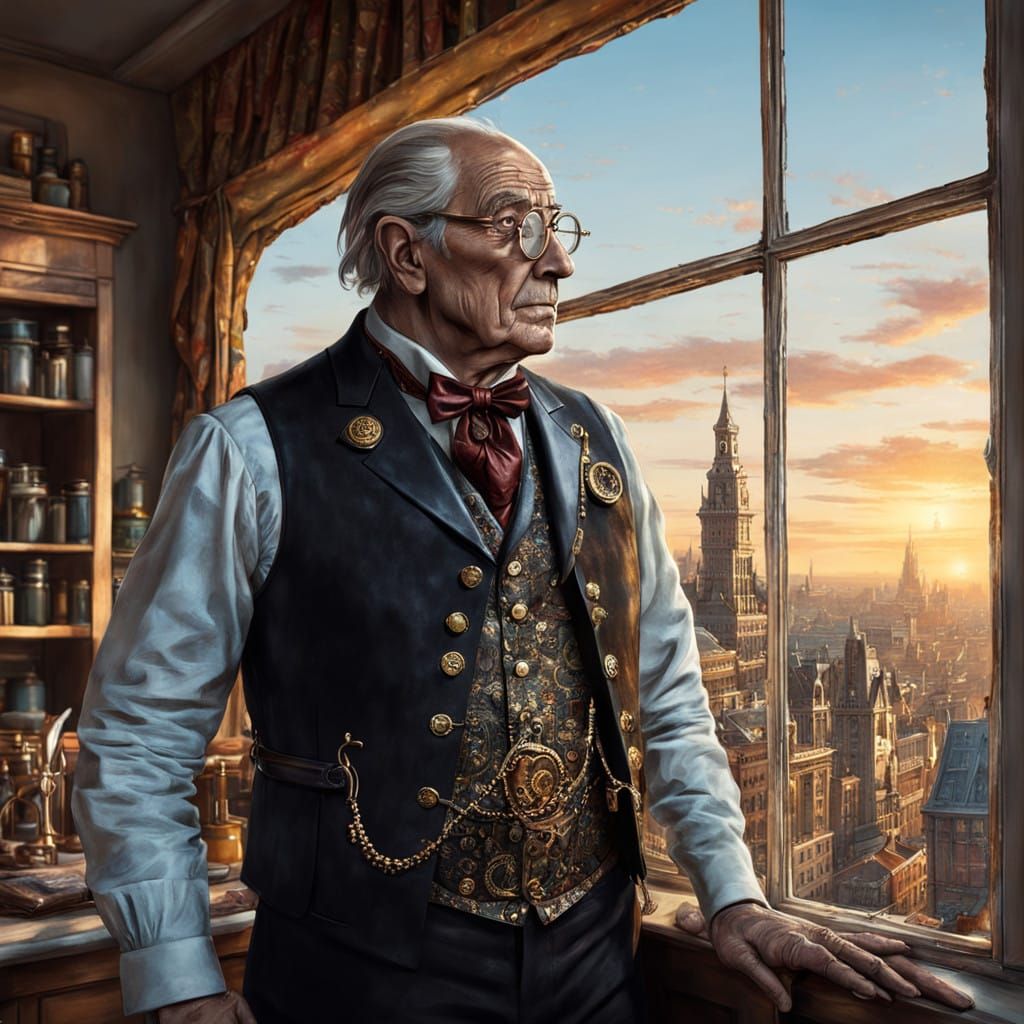 Steampunk Gentleman Lost in Winter Wonderland