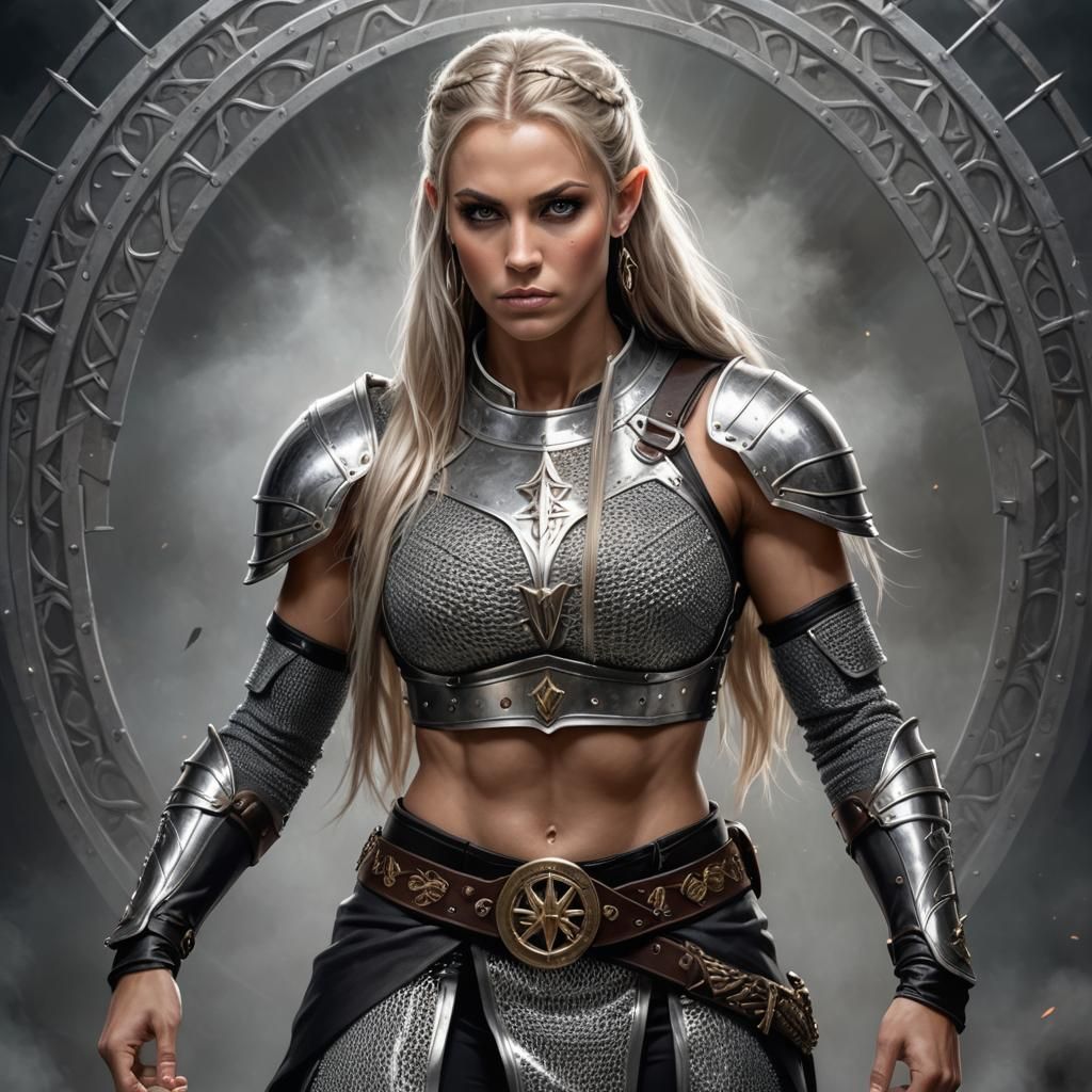 Templar Elf Knight with Warhammer, Hyperrealistic Fantasy Ar...