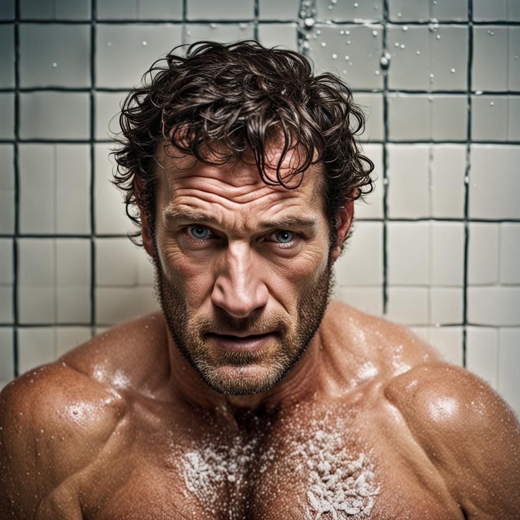Rugby Players in Shower: Professional Studio Portrait