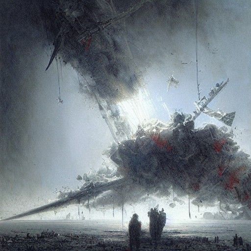 Horrific Plane Crash in Gustave Doré Style