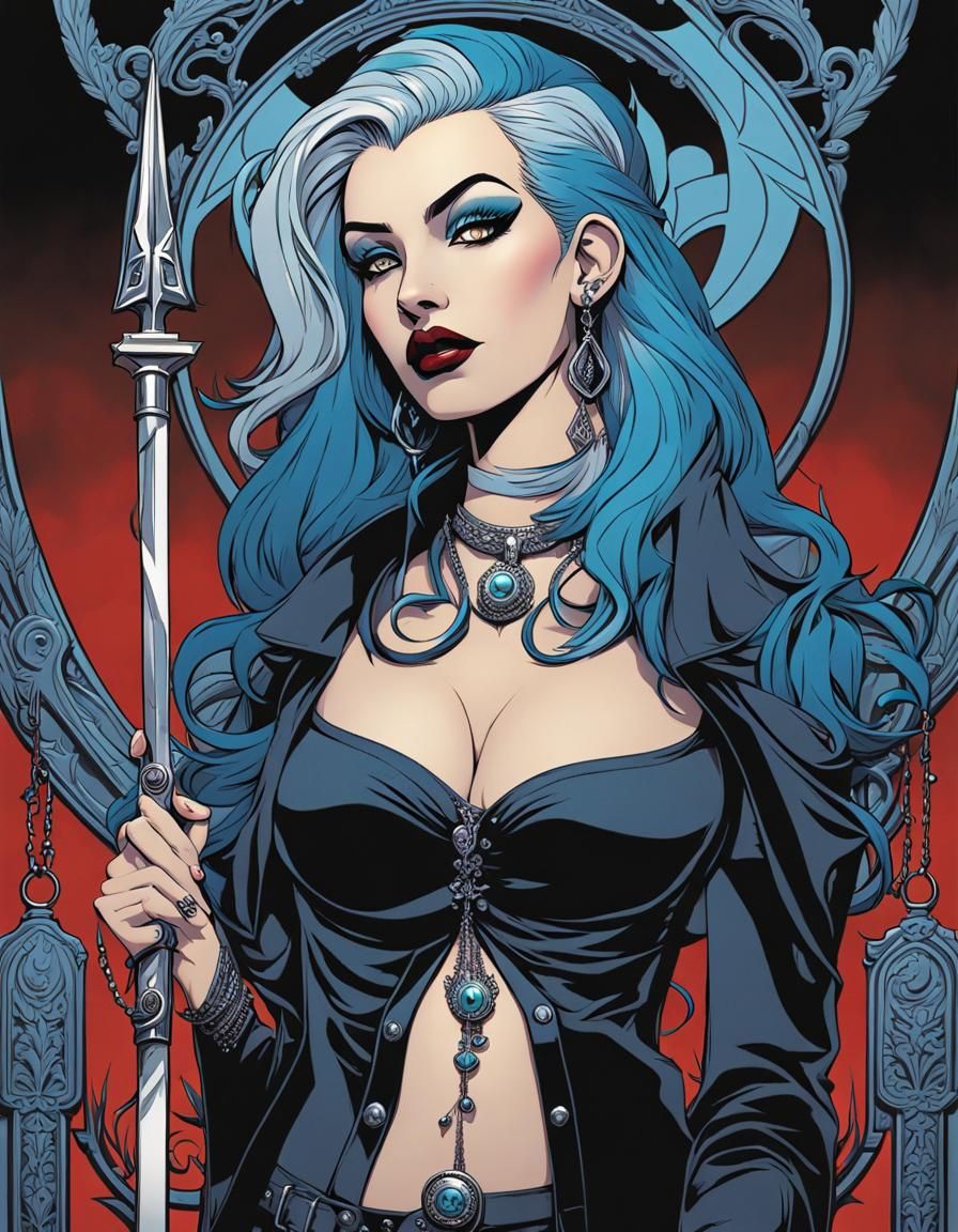 Goth Vampire Hunter in Graphic Novel Style