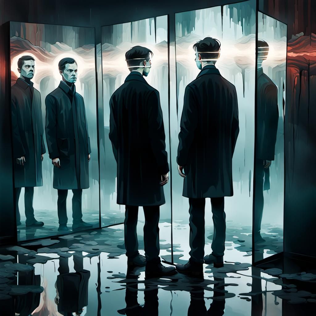 Fragmented Reflections: Inner Turmoil in Dark Surrealism