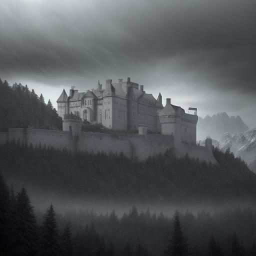 Hyperrealistic Modern Castle on Mountain Plateau