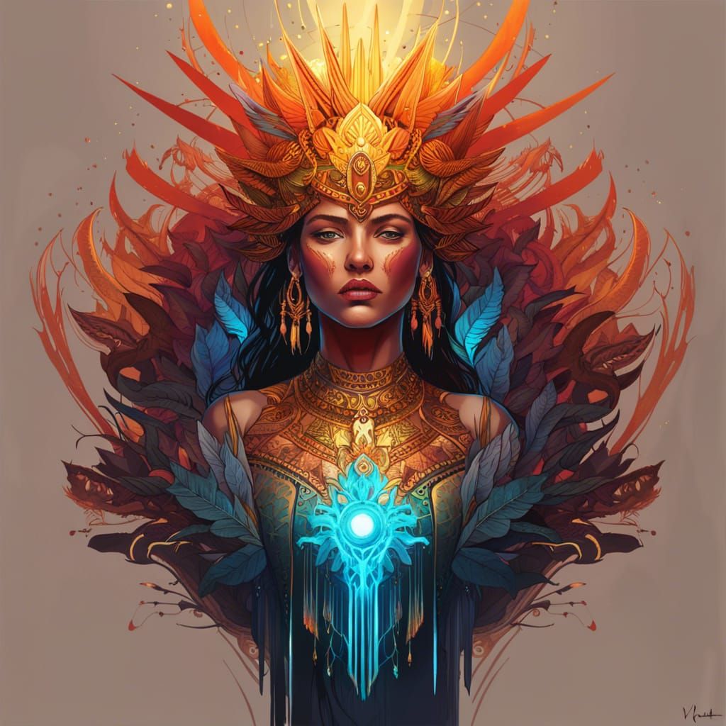 Cybernetic Atlantean Aztec Queen of Fire