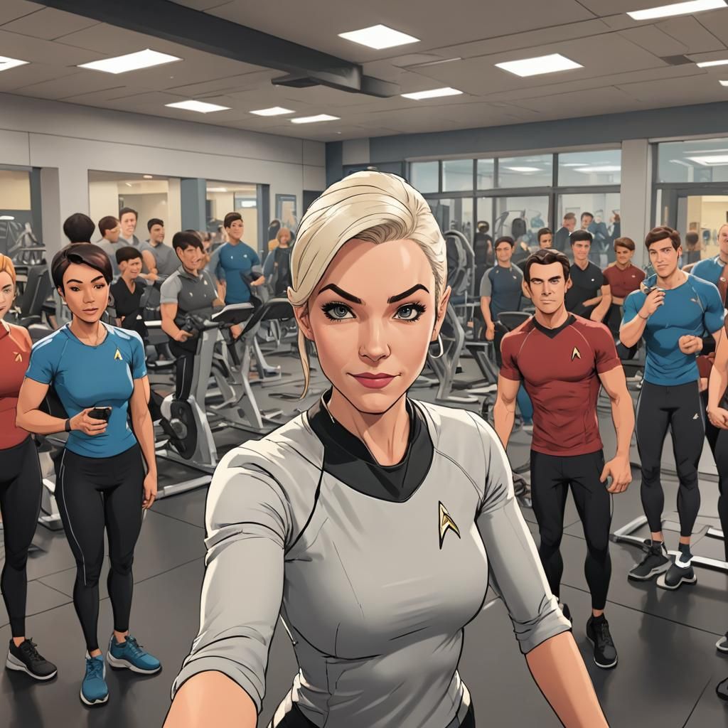 Gwen from Star Trek Prodigy Selfie at the Gym