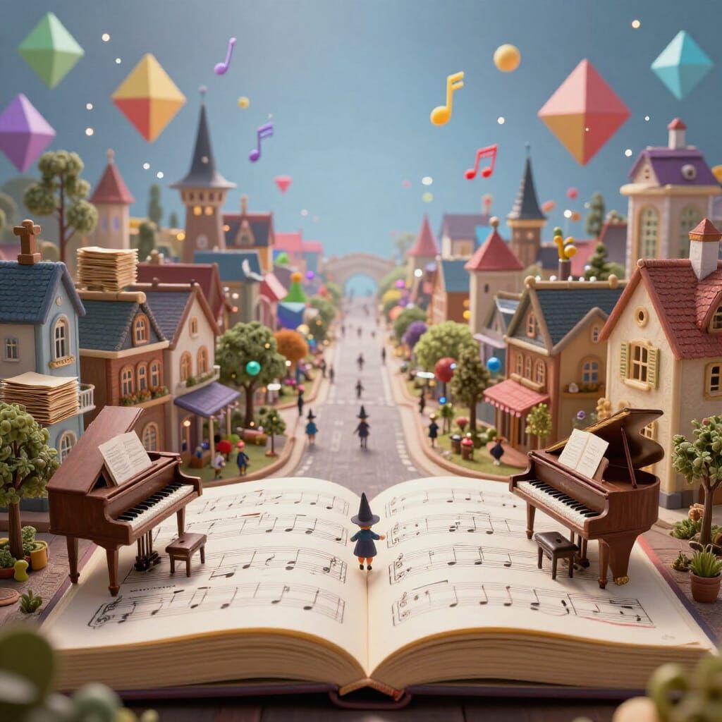 Magical Music City on an Open Book