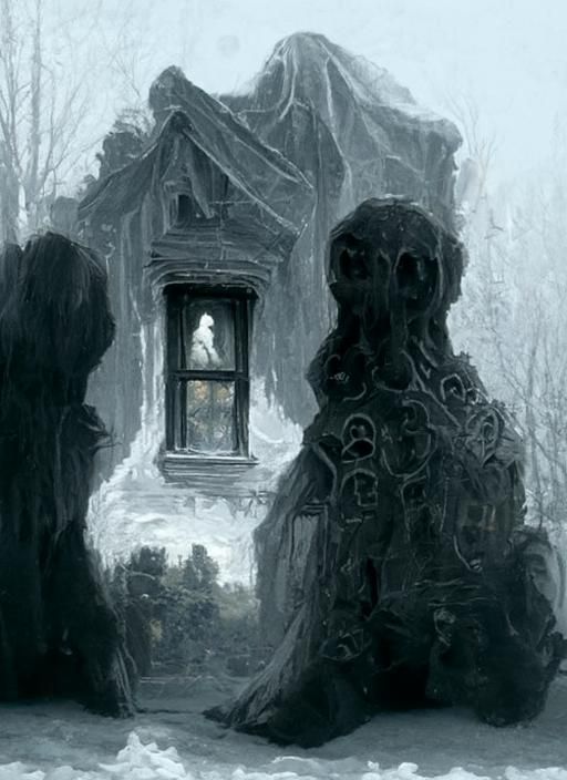 Ethereal Ghost in Victorian Window, Gothic Horror Style