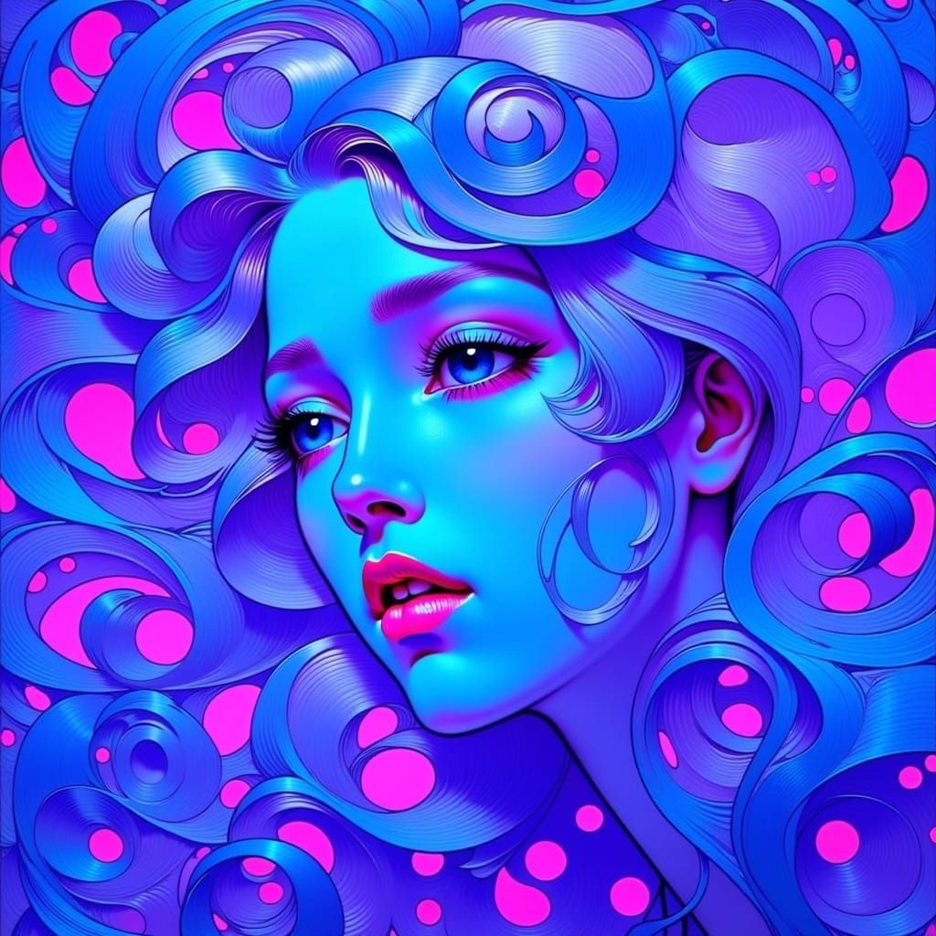 Surrealist Dreamscape with Intricate Spirograph Patterns and...